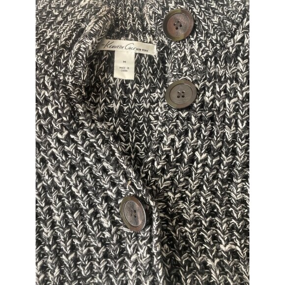 Kenneth Cole New York Womens Knit Button-Front Sweater Top - Medium Size - Black - Picture 4 of 8